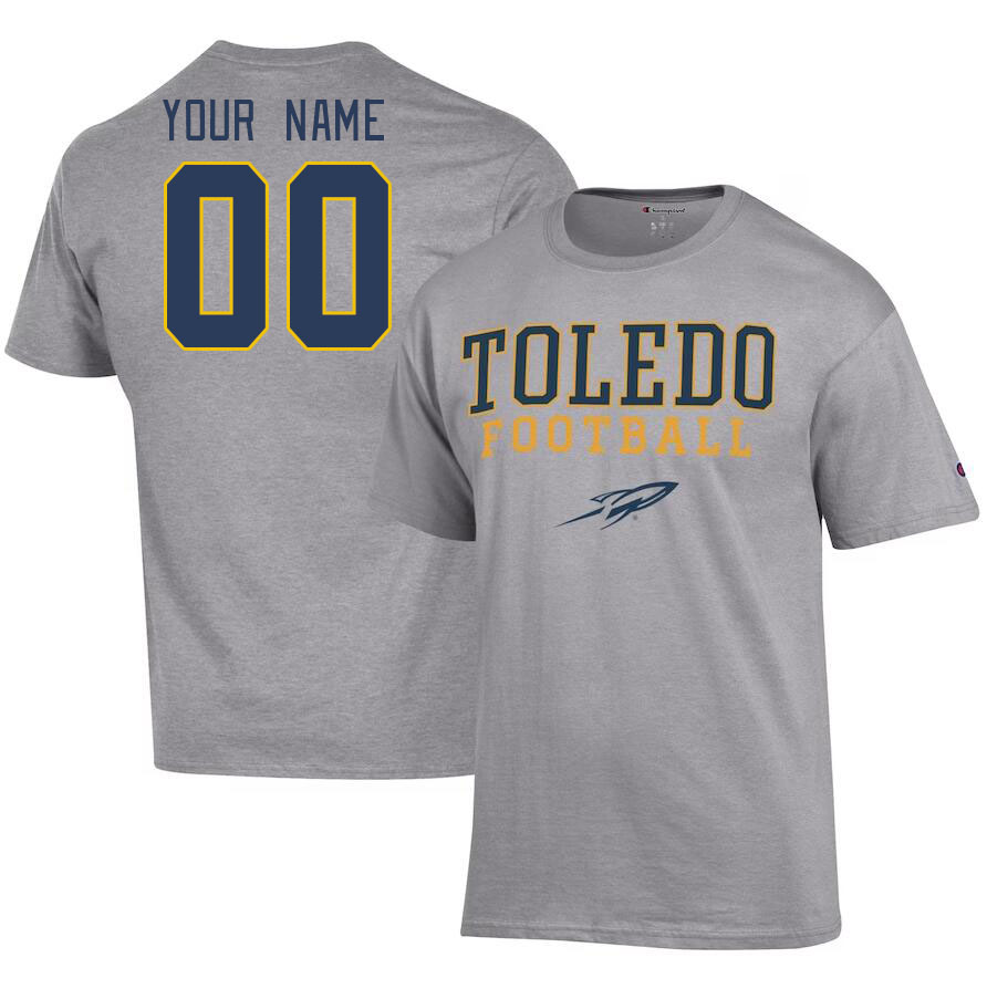 Custom Toledo Rockets Name And Number Tshirts-Grey
